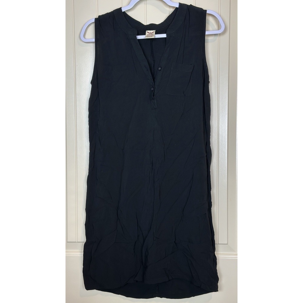 Faded Glory Black Sleeveless Rayon Shift Shirt Dress Sz S